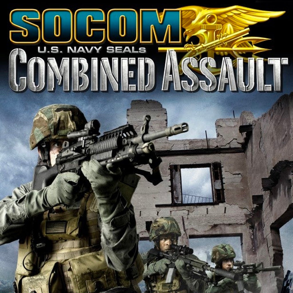Um esquadrão SEAL em posição tática no jogo SOCOM Combined Assault